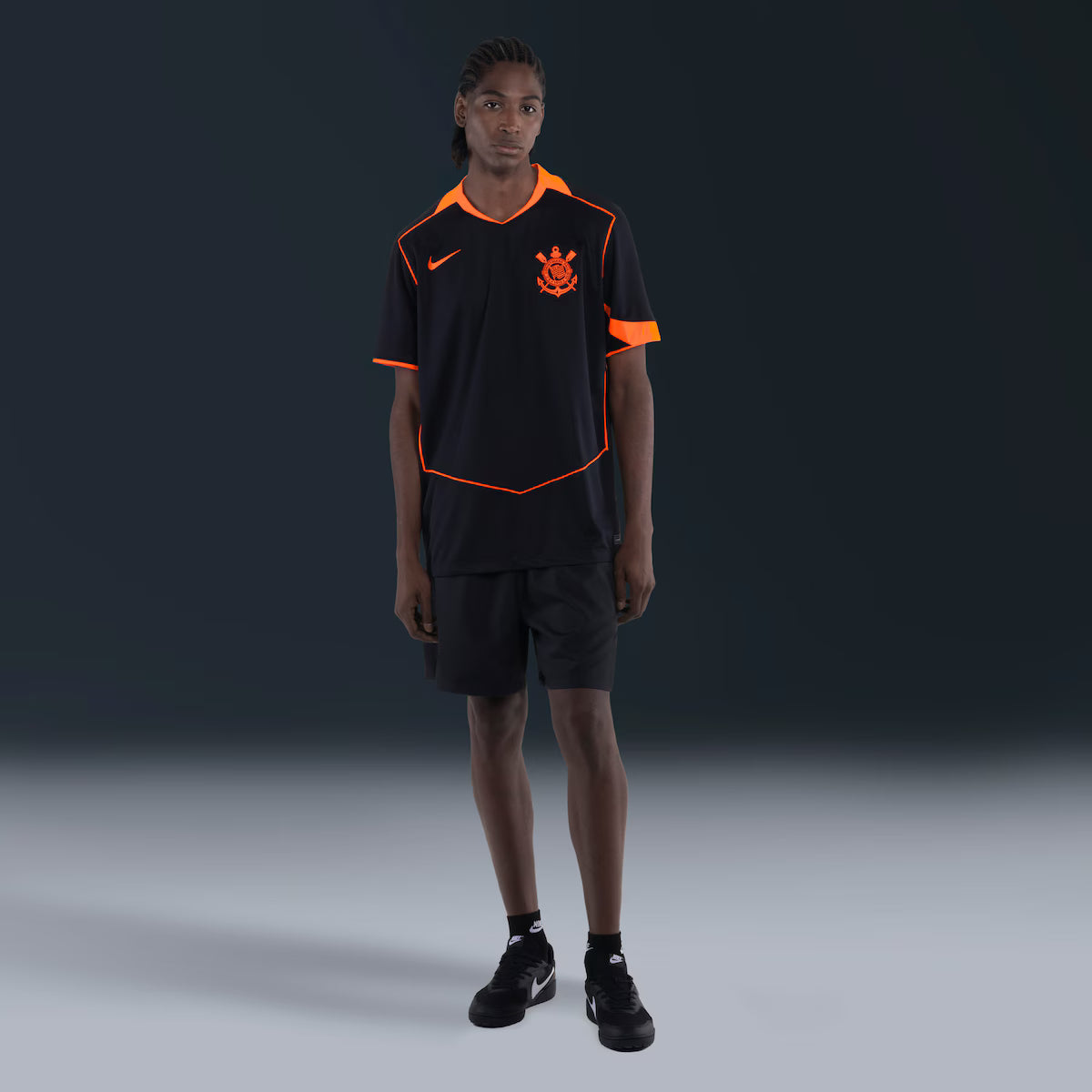 Camisa Corinthians III 25/26 - Torcedor - Preta e Laranja