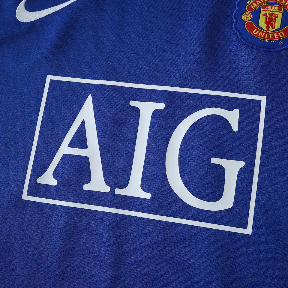 Camisa Manchester United III 2008/2009 Manga Longa - Retrô - Azul