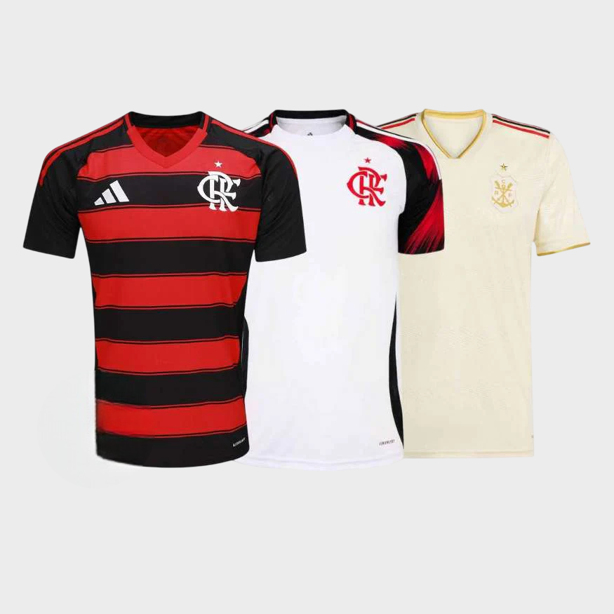 Combo 3 Camisas Flamengo Campeão 25/26 - Torcedor Masculino