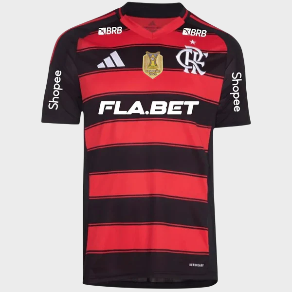 Camisa Flamengo I 25/26 + Patrocínios - Vermelha e Preta