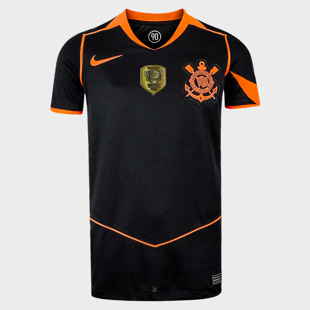 Camisa Corinthians III 25/26 - Torcedor - Preta e Laranja