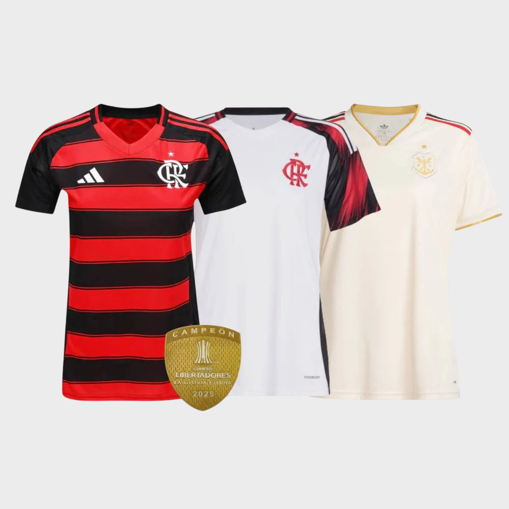 Combo 3 Camisas Flamengo Campeão 25/26 - Torcedor Feminino
