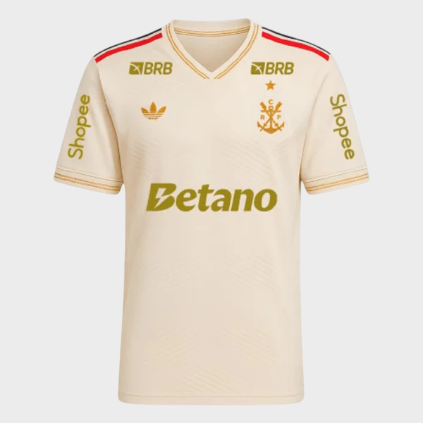 Camisa Flamengo III 25/26 - Torcedor + Patrocínios - Dourada