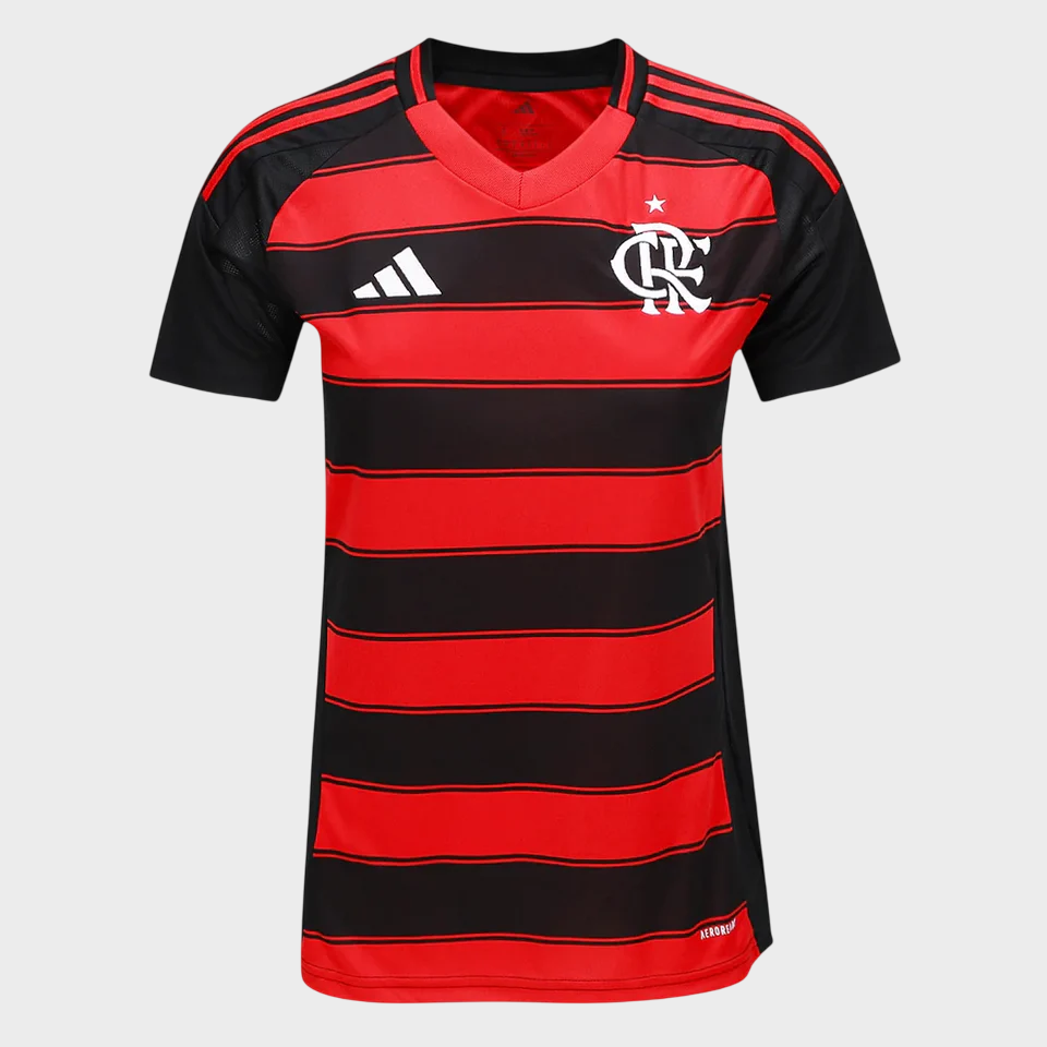 Camisa Flamengo Feminina I 25/26 - Vermelha e Preta
