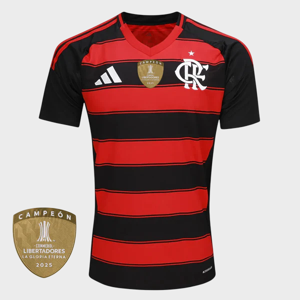 Camisa Flamengo I 25/26 - Torcedor Adidas Masculina - Vermelha e Preta