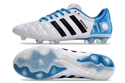 Chuteira Campo Adidas AdiPure 11 Pro FG Branca e Azul "Toni Kroos"