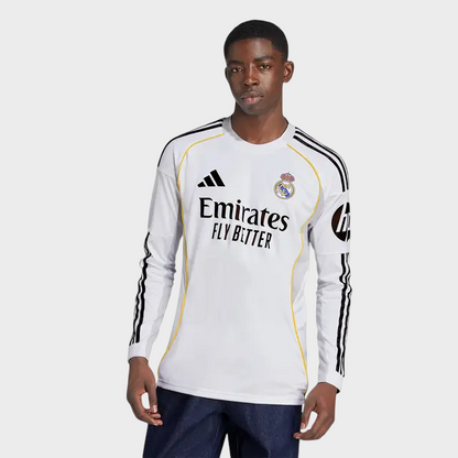 Camisa Real Madrid I Manga Longa 25/26 Torcedor Adidas - Branca