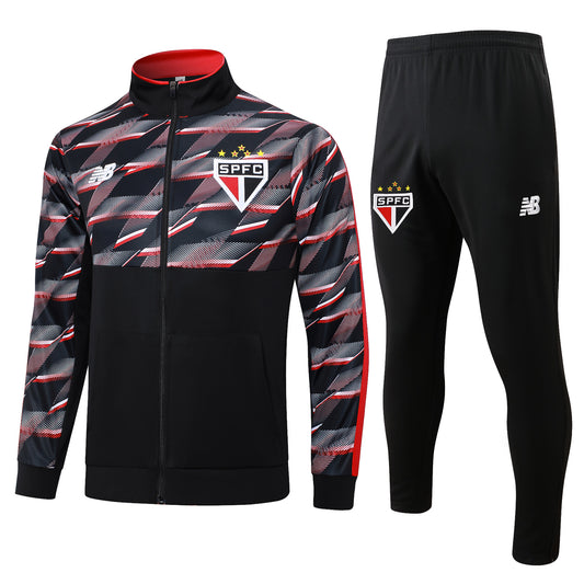 Conjunto Agasalho Treino São Paulo 24/25 - Preto e Vermelho