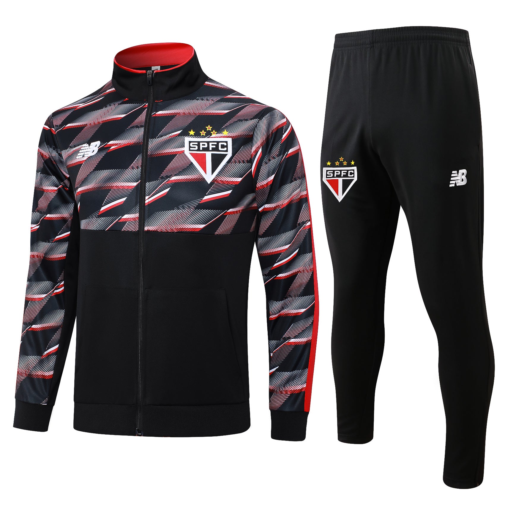 Conjunto Agasalho Treino São Paulo 24/25 - Preto e Vermelho