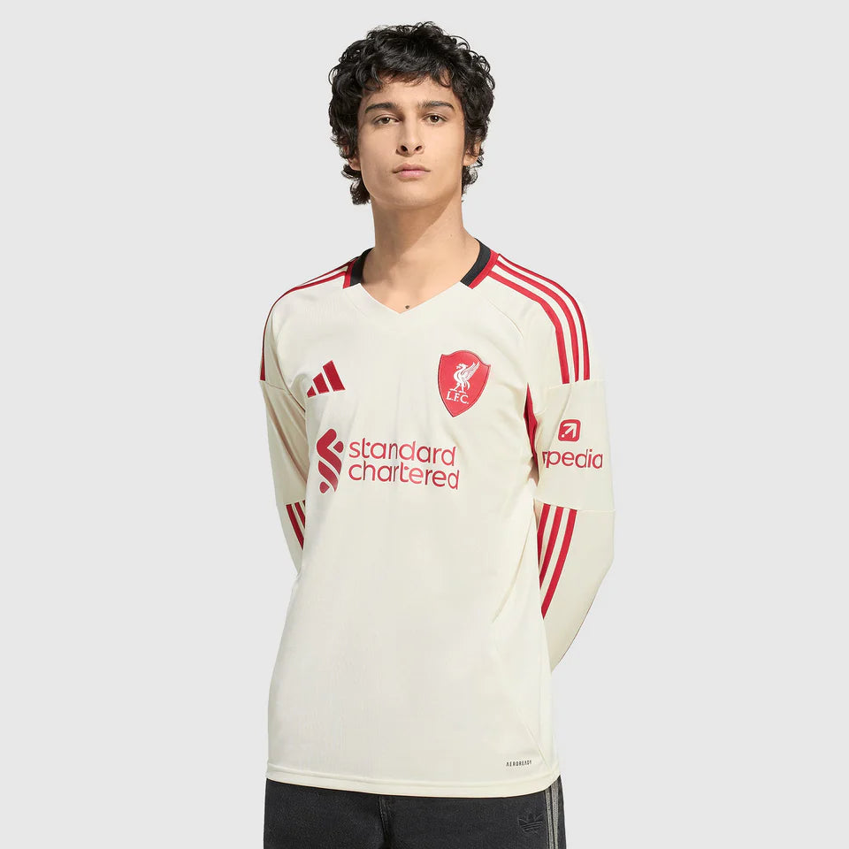 Camisa Liverpool II Manga Longa 25/26 - Torcedor Nike Masculina - Bege [PRÉ-VENDA]