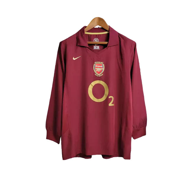 Camisa Arsenal I 2005/2006 Manga Longa - Retrô - Vinho