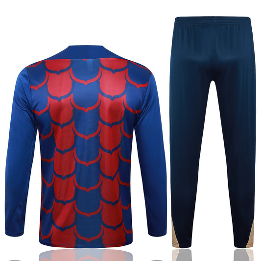 Conjunto Agasalho Treino Barcelona 24/25 - Azul e Grená