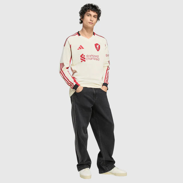 Camisa Liverpool II Manga Longa 25/26 - Torcedor Nike Masculina - Bege [PRÉ-VENDA]