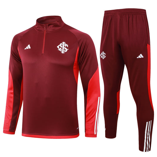 Conjunto Agasalho Treino Internacional 24/25 - Vermelho Escuro