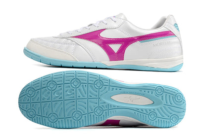 Chuteira Futsal Mizuno Morelia Sala IC Branca, Rosa e Azul