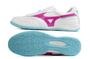 Chuteira Futsal Mizuno Morelia Sala IC Branca, Rosa e Azul