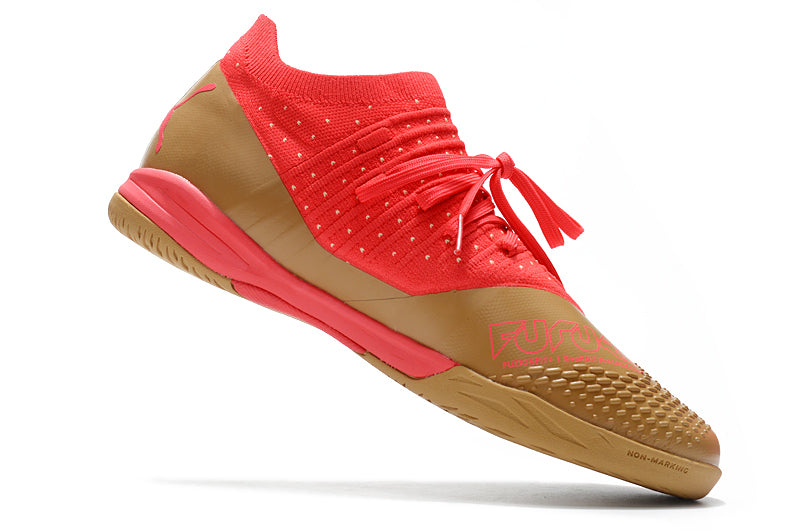 Chuteira Futsal Puma Future Z 1.3 IC Dourada e Laranja "Neymar Dream Chaser"