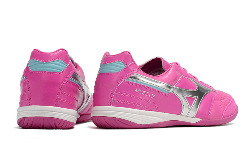 Chuteira Futsal Mizuno Morelia Sala IC Rosa e Prata