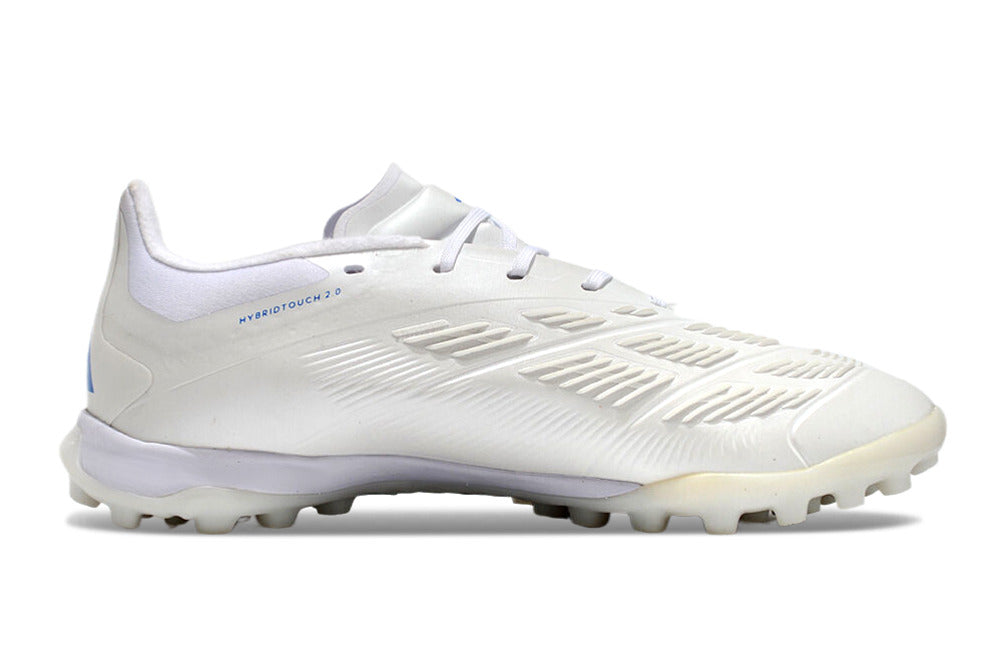 Chuteira Society Adidas Predator Elite TF Branca e Azul "Kvara"