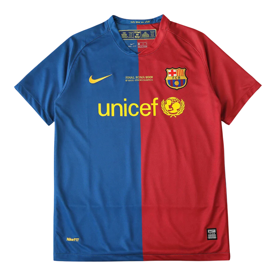 Camisa Barcelona I 2008/2009 Nike Torcedor - Azul e Grená - Retrô