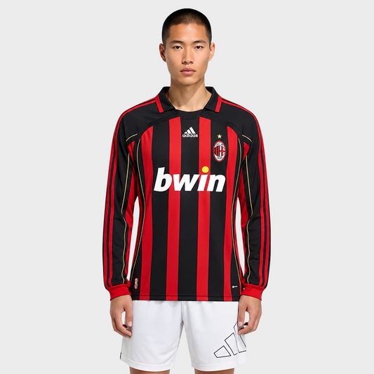 Camisa Milan I 2006/2007 Manga Longa - Retrô - Preto e Vermelho