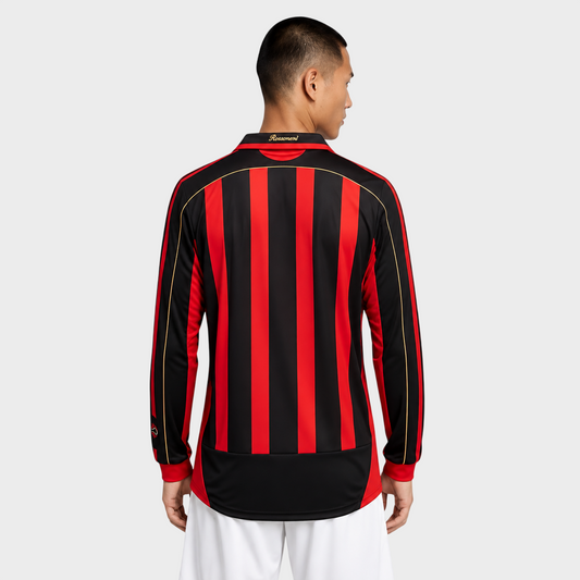 Camisa Milan I 2006/2007 Manga Longa - Retrô - Preto e Vermelho