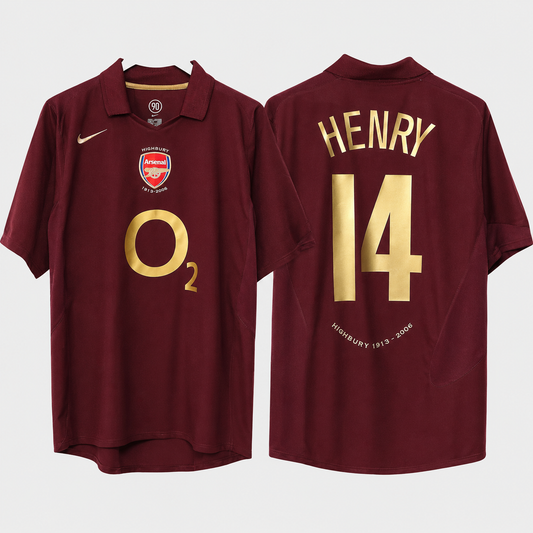 Camisa Arsenal I 2005/2006 - Vinho - Retrô - HENRY 14