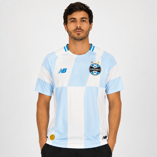 Camisa Grêmio II 26/27 - Azul e Branco + Patrocínios