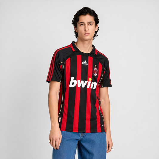 Camisa Milan I 2006/2007 Torcedor - Vermelha e Preto - Retrô