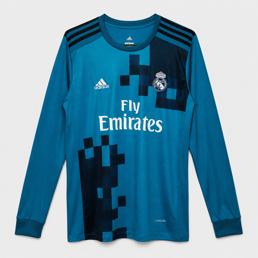 Camisa Real Madrid III 2017/2018 Manga Longa - Retrô - Azul