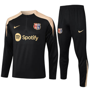 Conjunto Agasalho Treino Barcelona 24/25 - Preto e Bege