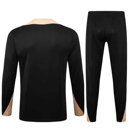 Conjunto Agasalho Treino Barcelona 24/25 - Preto e Bege