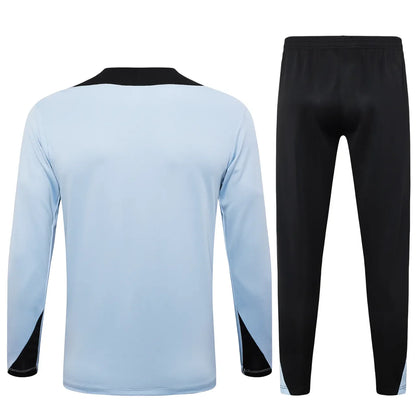 Conjunto Agasalho Treino Barcelona 24/25 - Branco e Preto