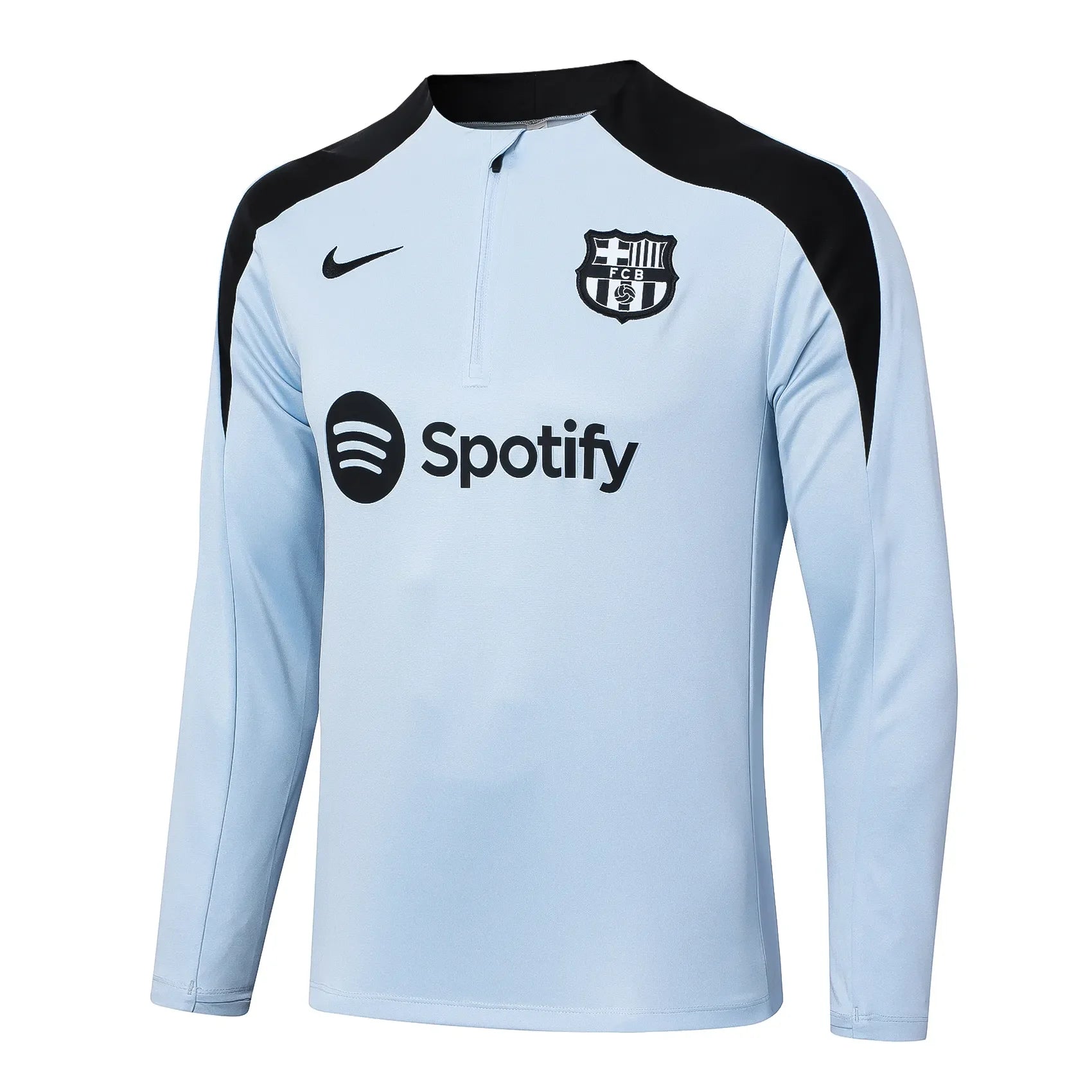 Conjunto Agasalho Treino Barcelona 24/25 - Branco e Preto