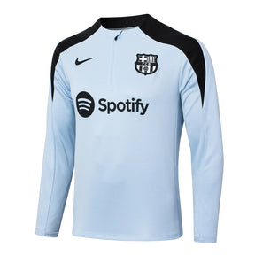 Conjunto Agasalho Treino Barcelona 24/25 - Branco e Preto