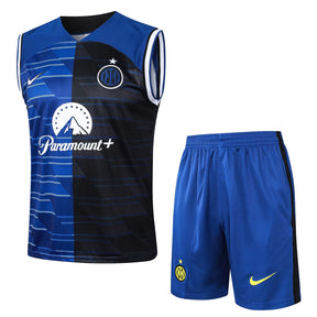 Conjunto Inter de Milão Treino Regata 24/25 - Azul e Preto
