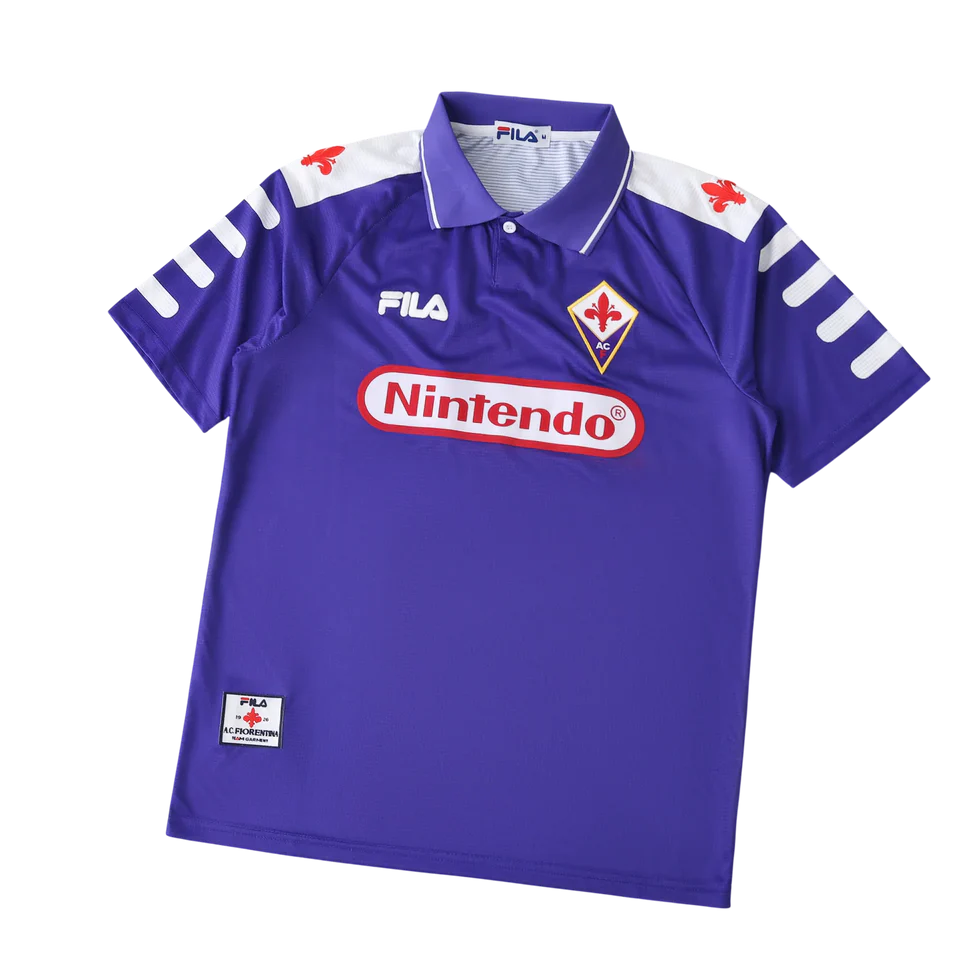 Camisa Fiorentina I 1998/1999 Retrô - Nintendo - Roxa
