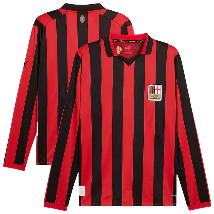 Camisa Milan Edição Especial 125 anos 24/25 - Manga Longa - Vermelha e Preta