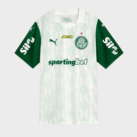 Camisa Palmeiras II 25/26 - Torcedor Puma Masculina - Branca + Patrocínios