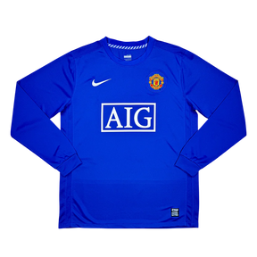 Camisa Manchester United III 2008/2009 Manga Longa - Retrô - Azul