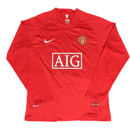 Camisa Manchester United I 2007/2008 Manga Longa - Retrô - Vermelha