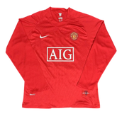 Camisa Manchester United I 2007/2008 Manga Longa - Retrô - Vermelha