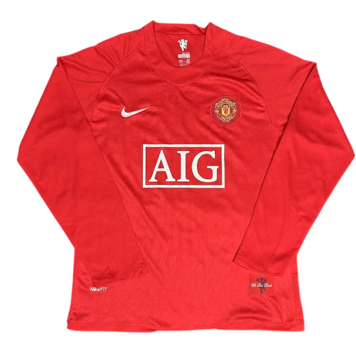 Camisa Manchester United I 2007/2008 Manga Longa - Retrô - Vermelha