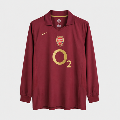 Camisa Arsenal I 2005/2006 Manga Longa - Retrô - Vinho