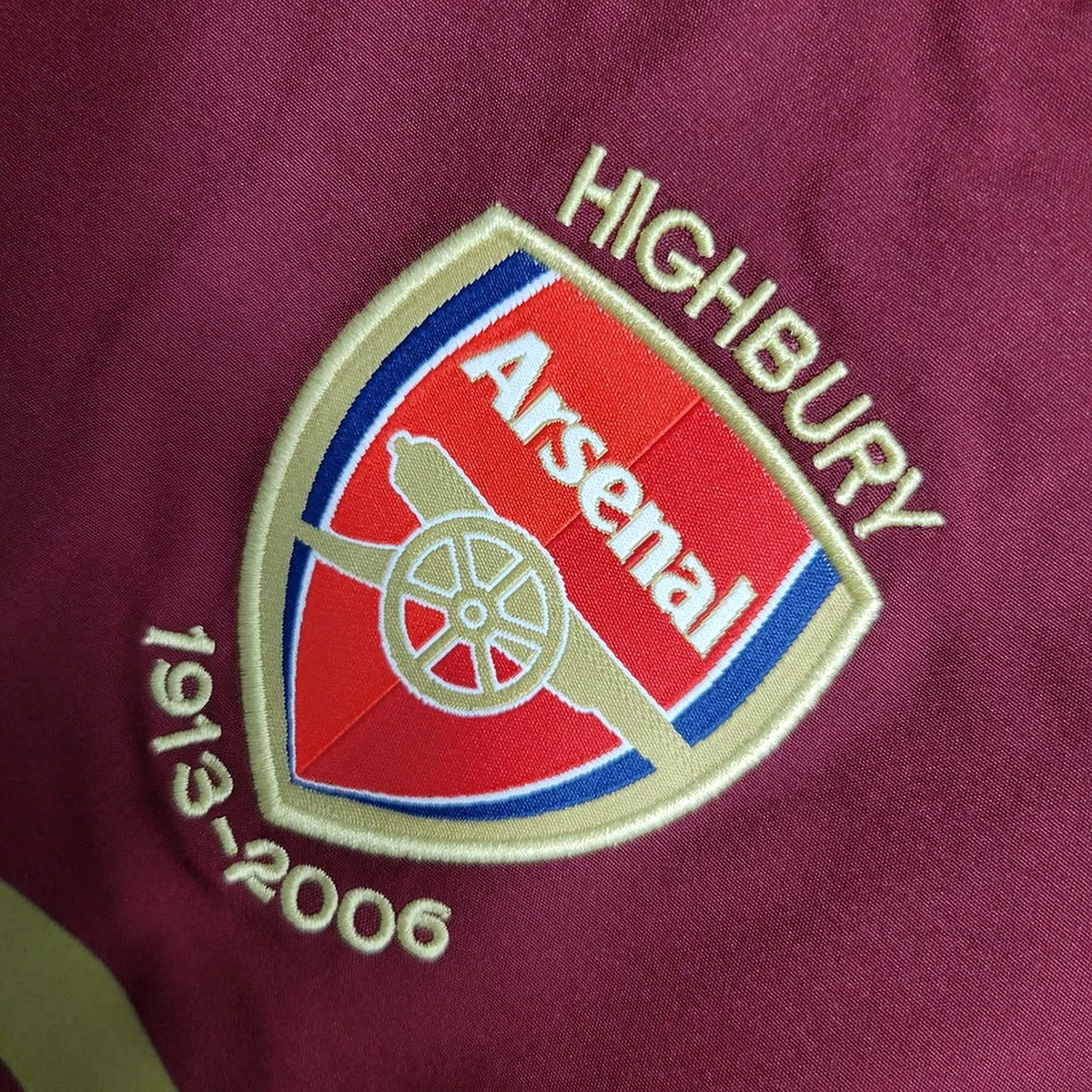 Camisa Arsenal I 2005/2006 Manga Longa - Retrô - Vinho