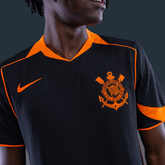 Camisa Corinthians III 25/26 - Jogador - Preta e Laranja