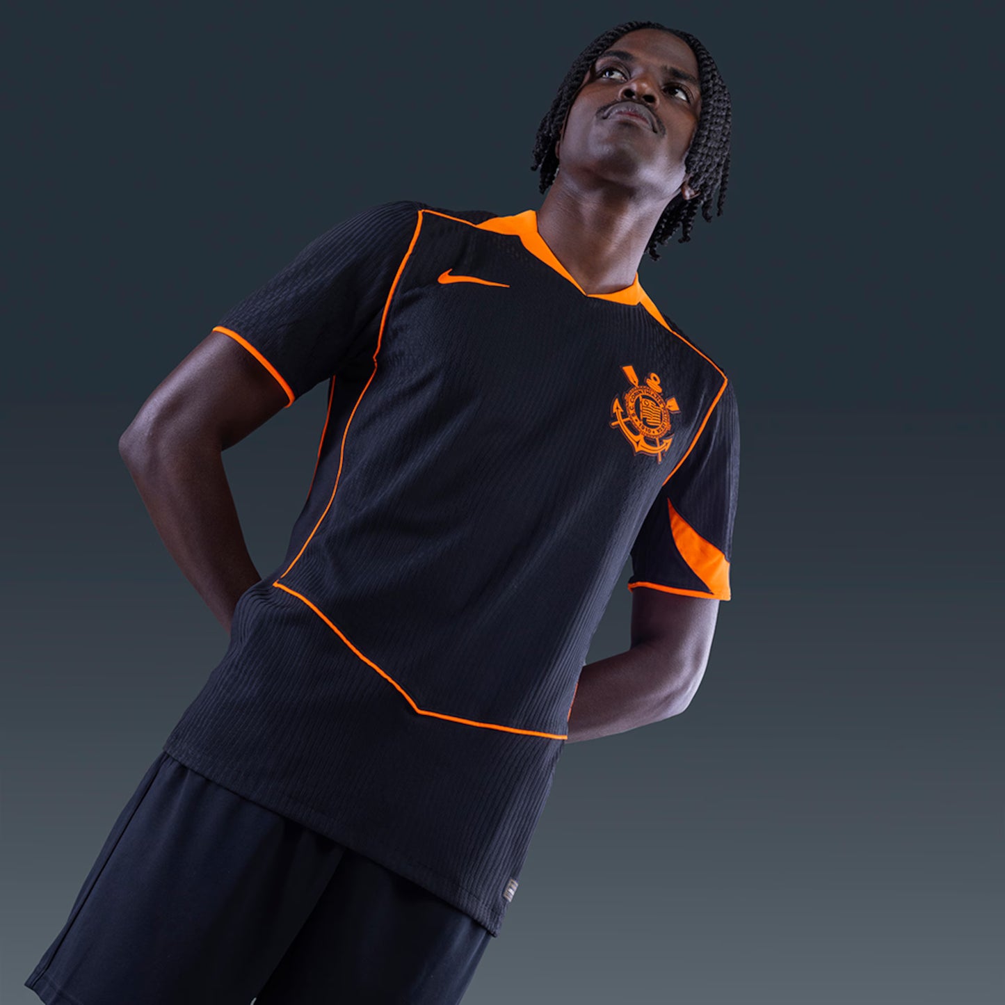 Camisa Corinthians III 25/26 - Jogador - Preta e Laranja