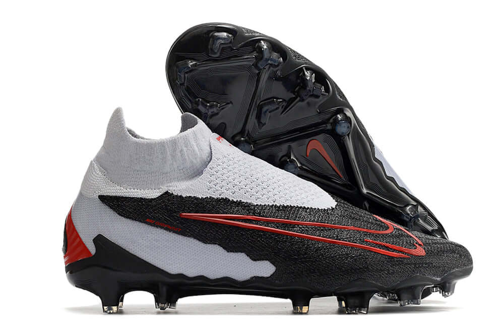 Chuteira Campo Nike Phantom GX DF Elite FG Branca, Preta e Vermelha
