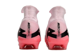 Chuteira Campo Nike Air Zoom Mercurial Vapor 15 Elite FG Rosa e Preto "Mad Brilliance Pack" Cano Alto