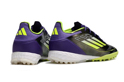 Chuteira Society Adidas F50 TF Roxa e Verde "Fast Reborn Pack"